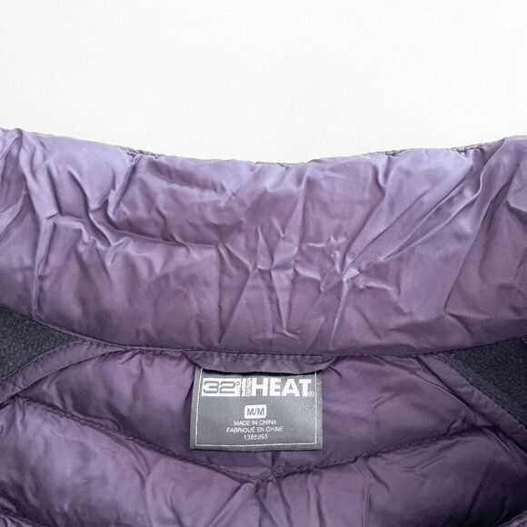 32 Degrees Heat Women’s Quilted Softshell Jacket Full Zip Black Purple SZ Medium - Picture 3 of 7